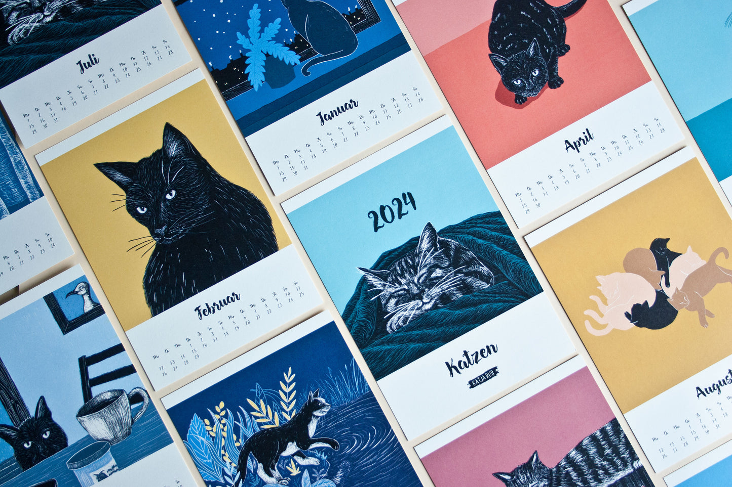 Katzen Kalender 2024 im A5 Format