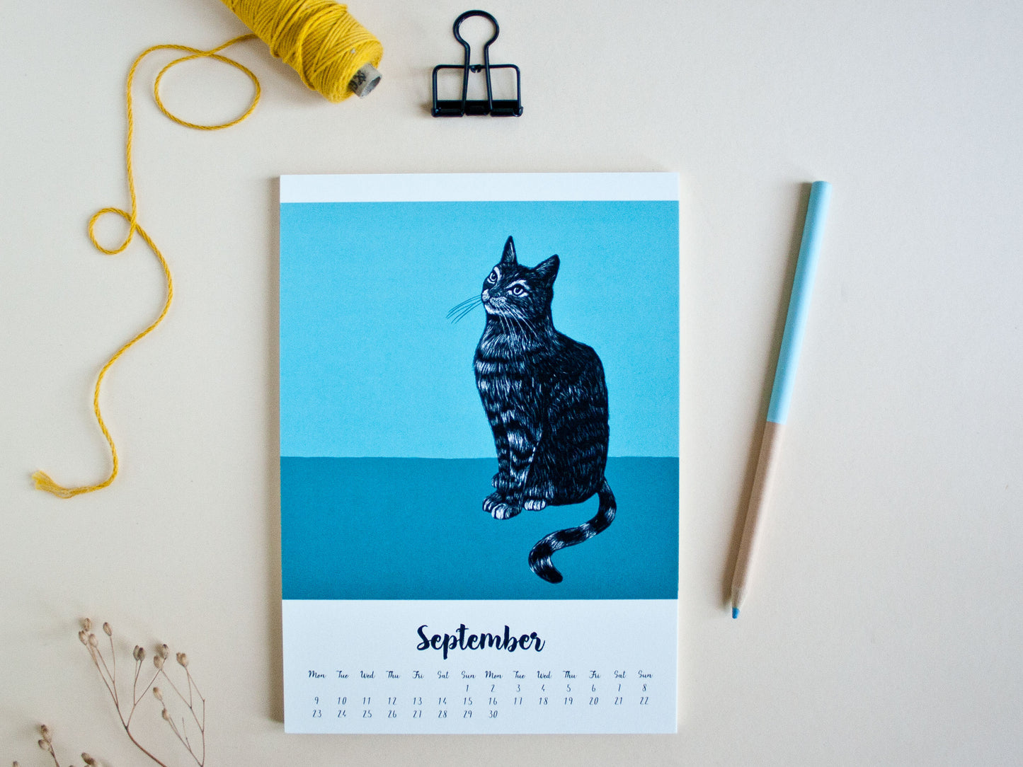 Katzen Kalender 2024 im A5 Format - englisch