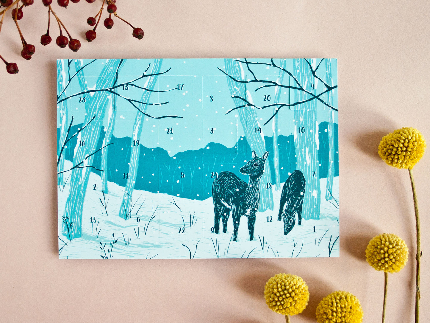 Adventskalender Postkarte Waldtiere A6