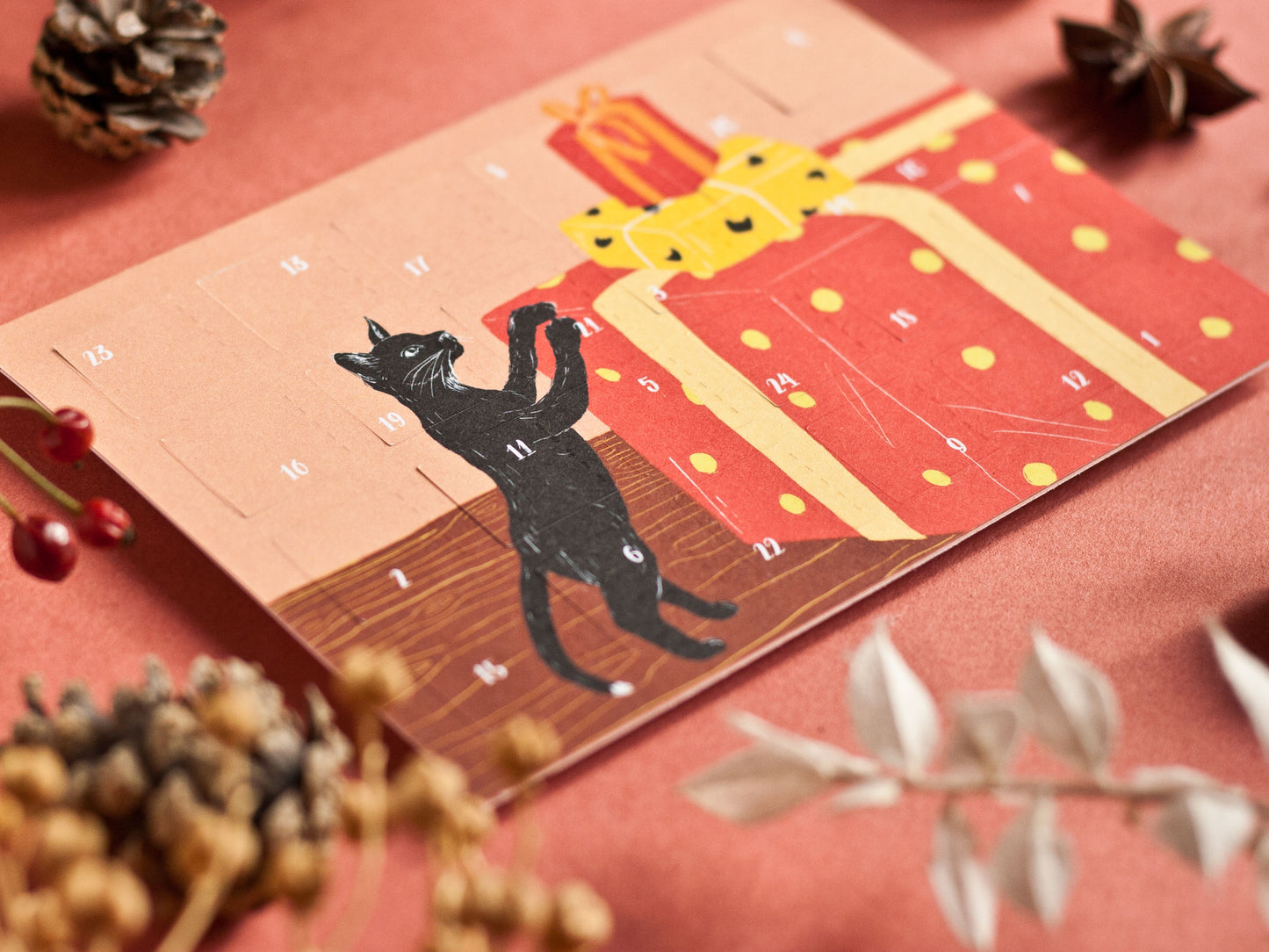 Adventskalender Katzen Postkarte A6