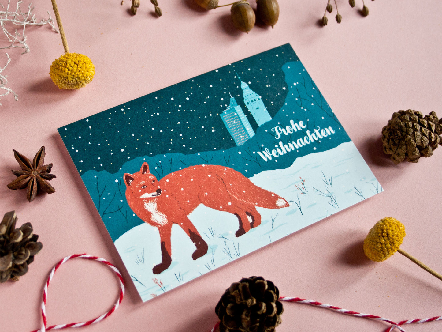 Weihnachtskarte Fuchs im Park, A6