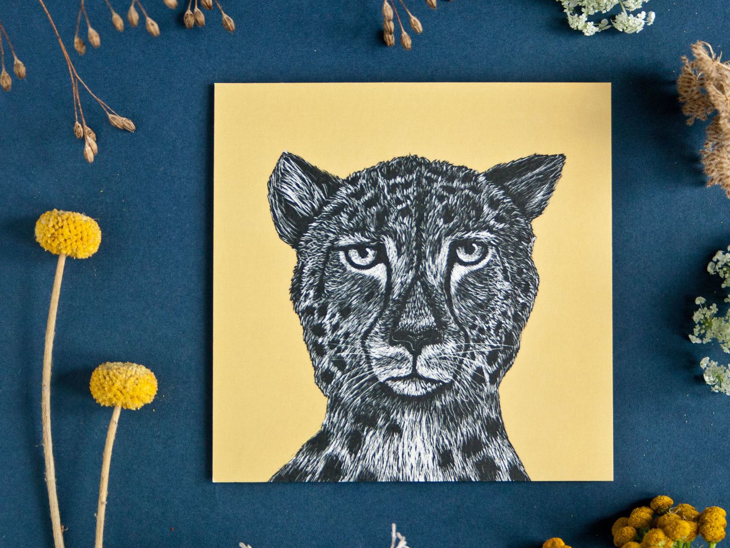 Quadratische Postkarte Gepard