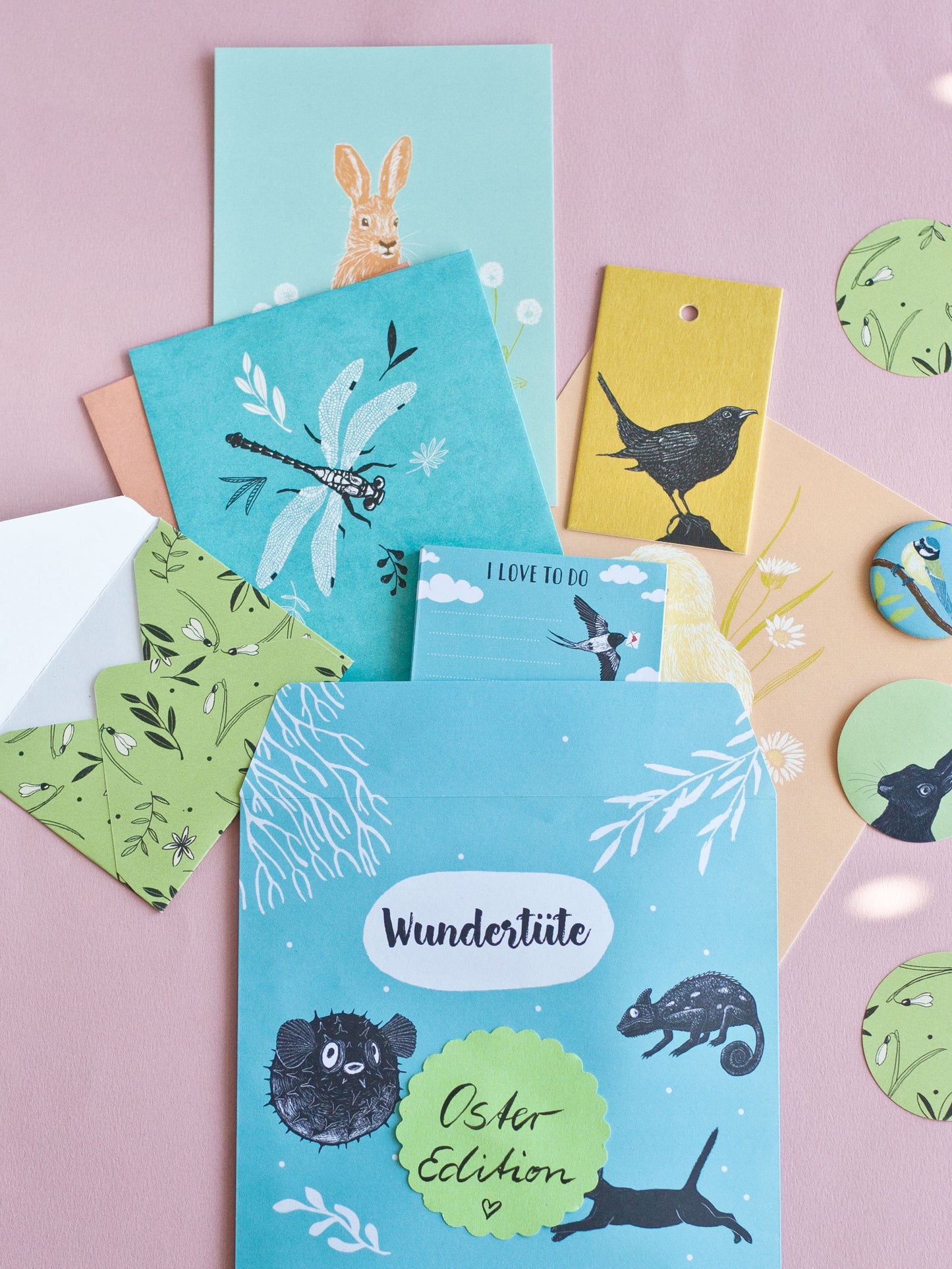 Wundertüte mit tierischen Papeterie Produkten