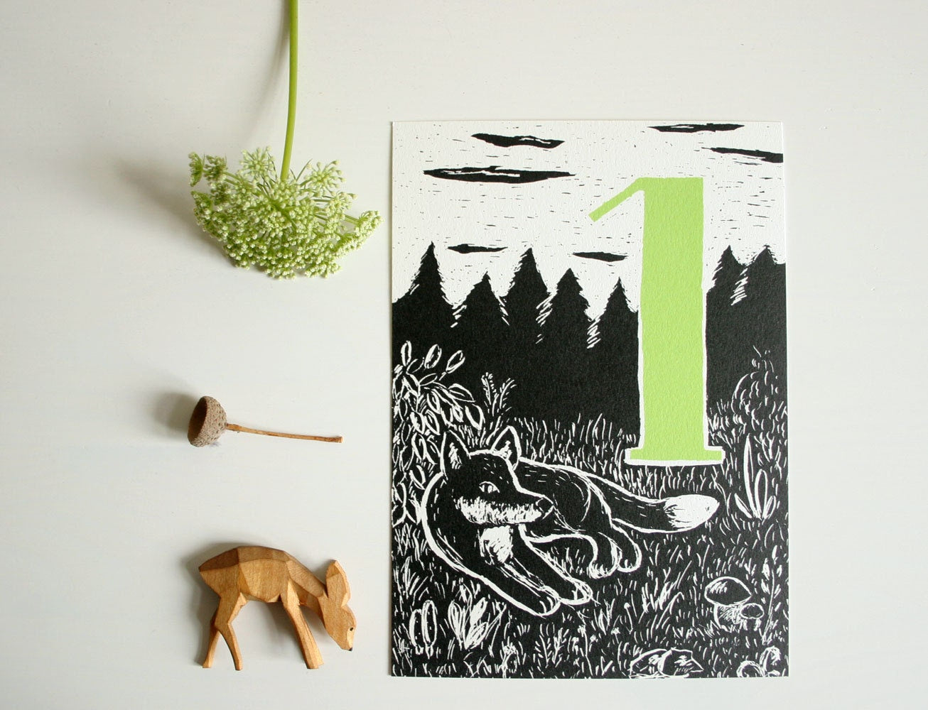 Postkarte Fuchs und 1