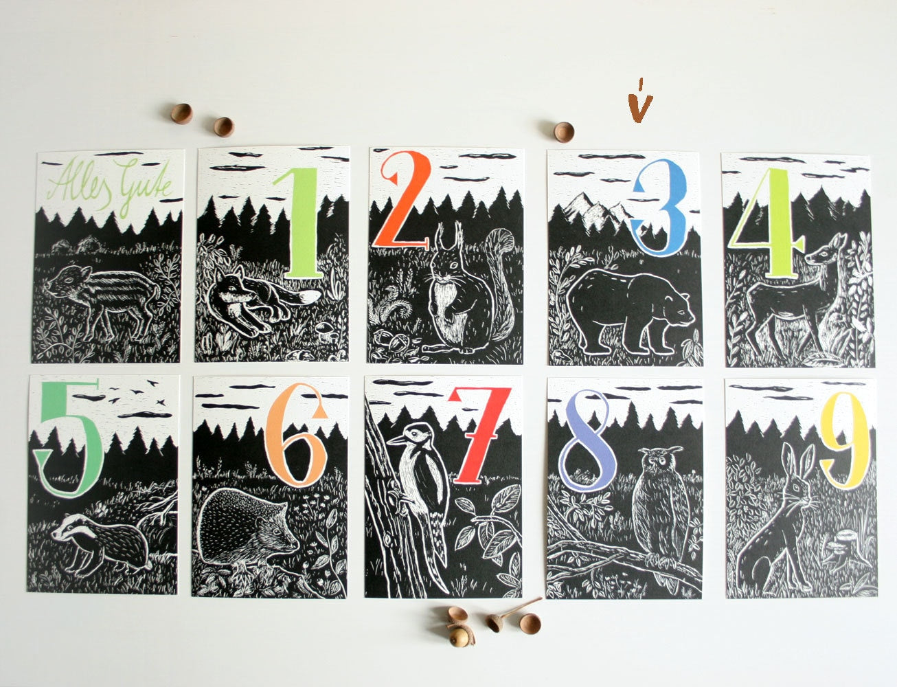 Postkarte mit Bär und 3