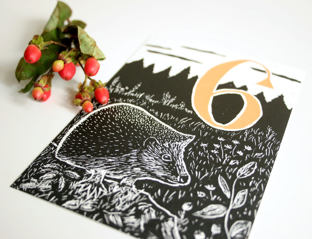 Postkarte Igel und 6