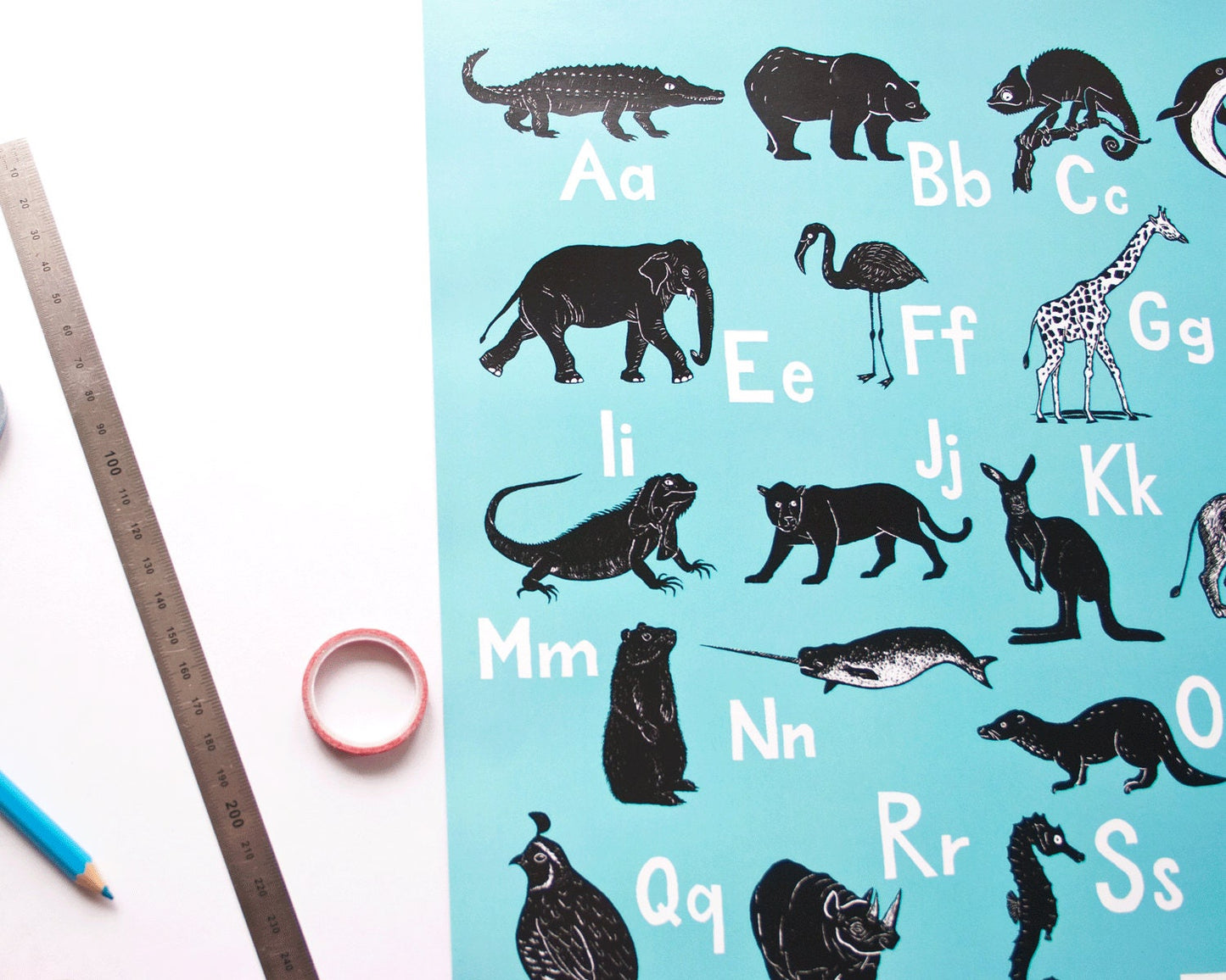 ABC Poster Tiere (englisch)