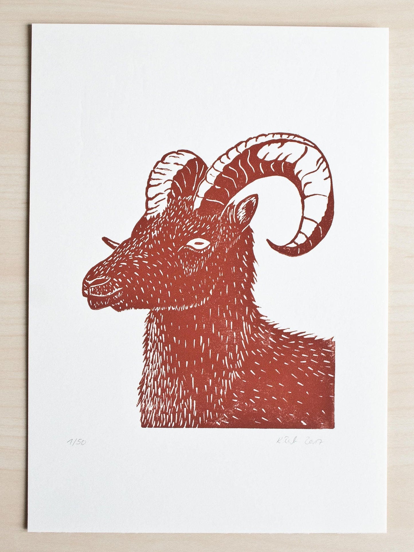 Schaf Linoldruck, original Druckgrafik