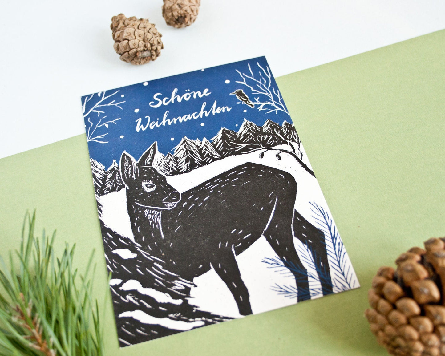 Weihnachtskarte A6 Reh