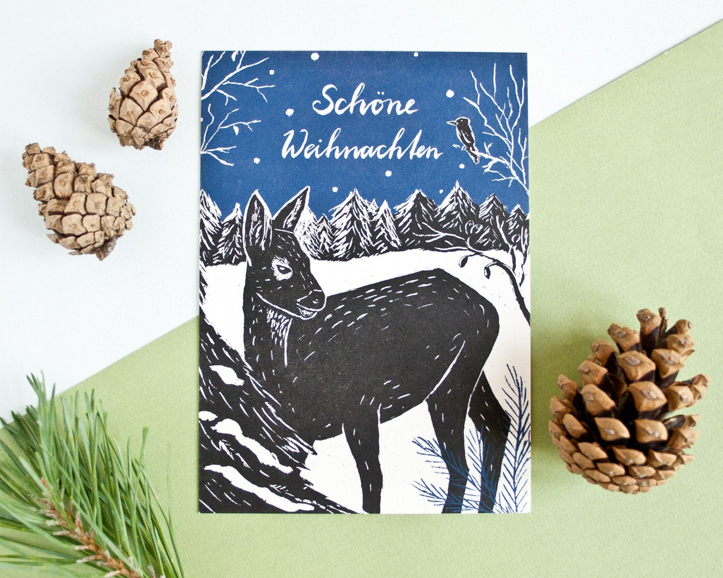 Weihnachtskarte A6 Reh