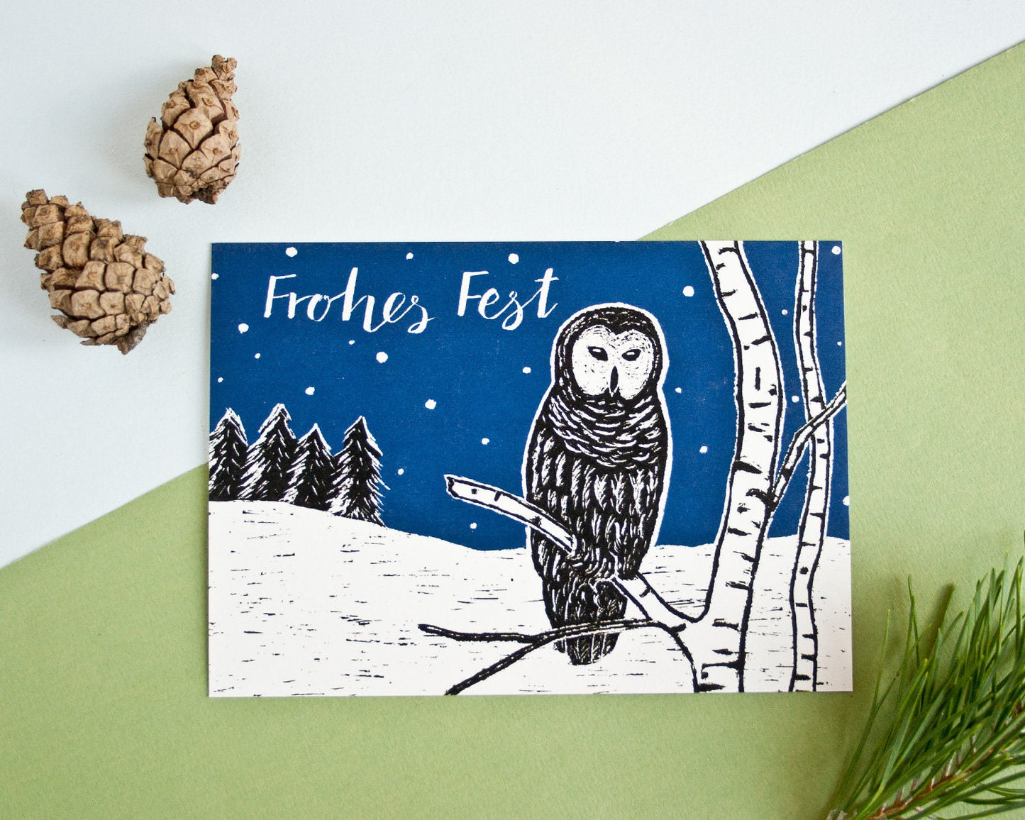 Weihnachtskarte A6 Eule