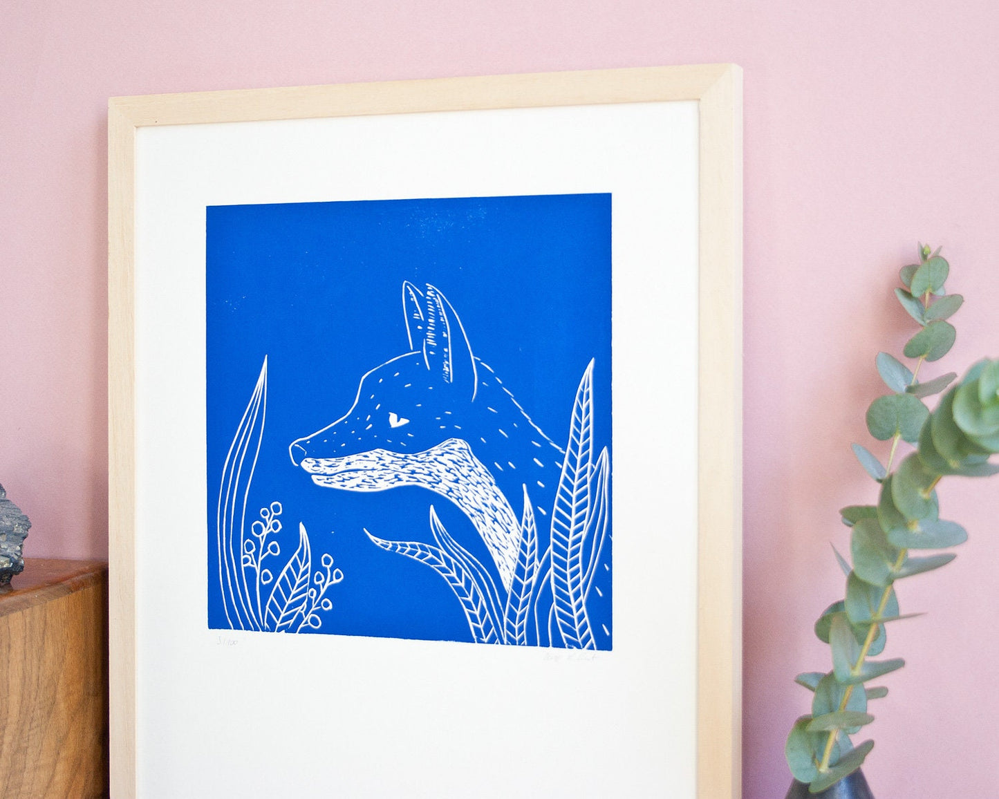 Fuchs Linoldruck, original Druckgrafik