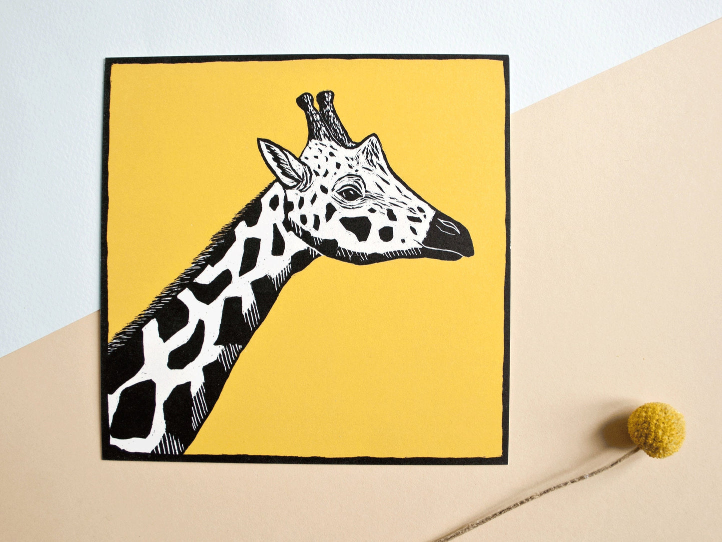 Quadratische Postkarte Giraffe