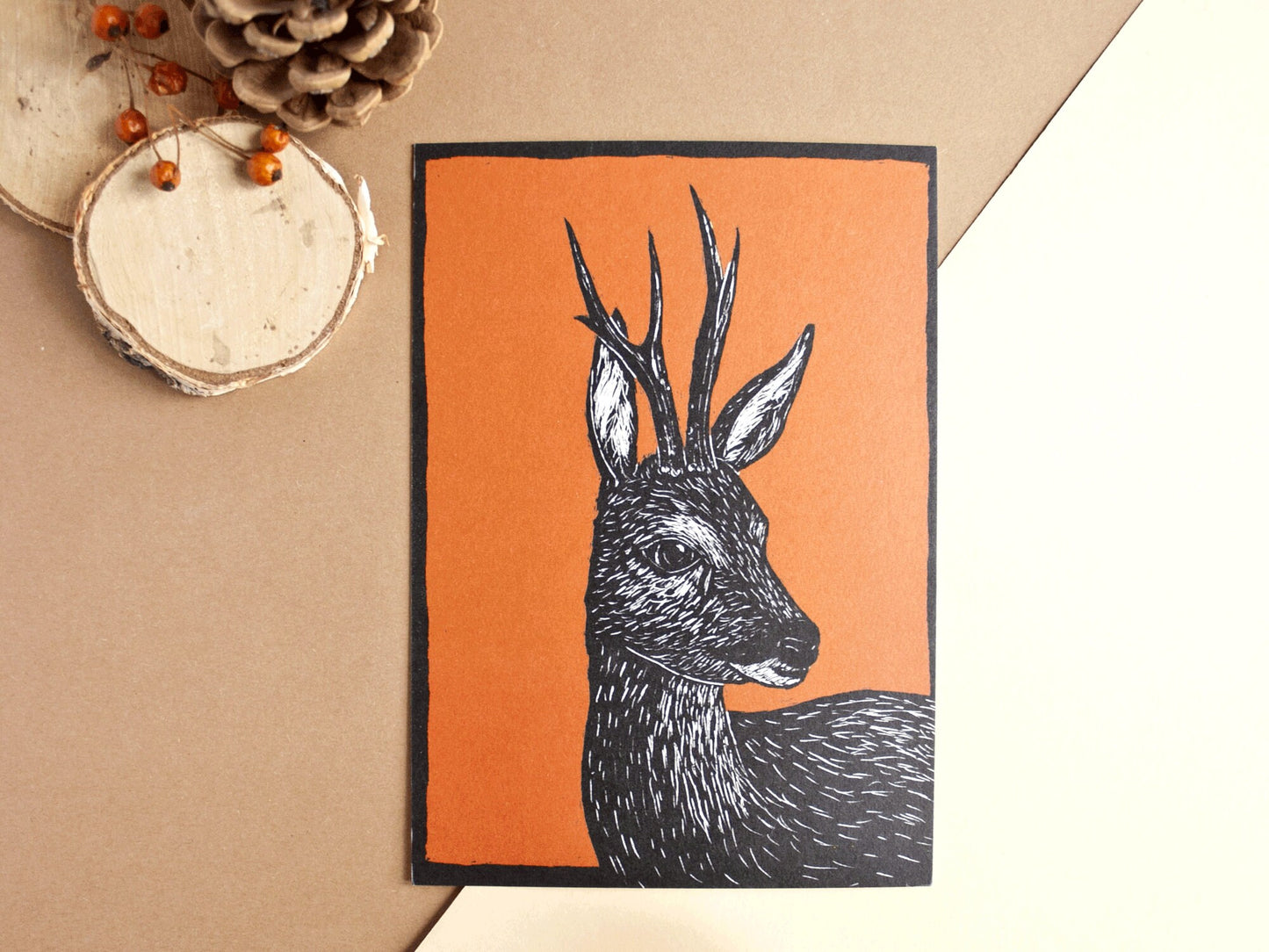 Postkarte A6 Reh