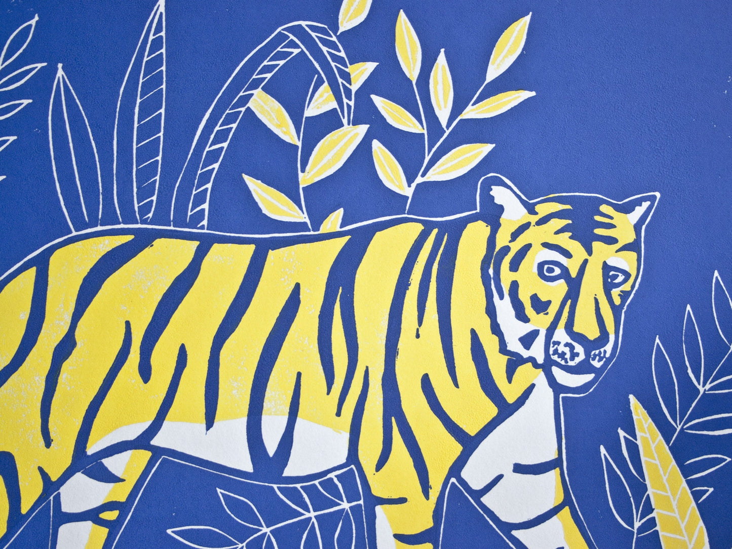 Original Druckgrafik Tiger, Linoldruck Tier