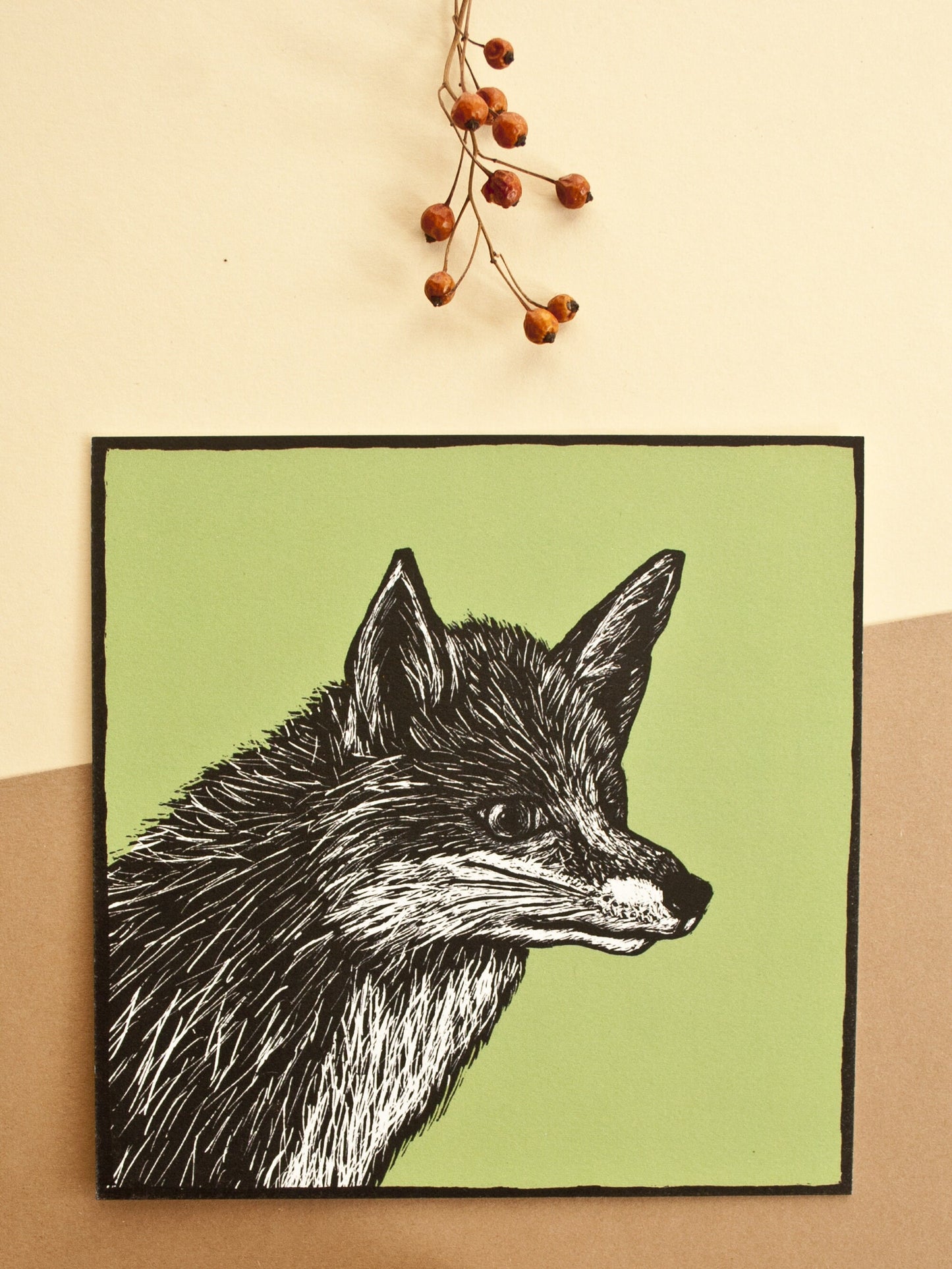 Quadratische Postkarte Fuchs