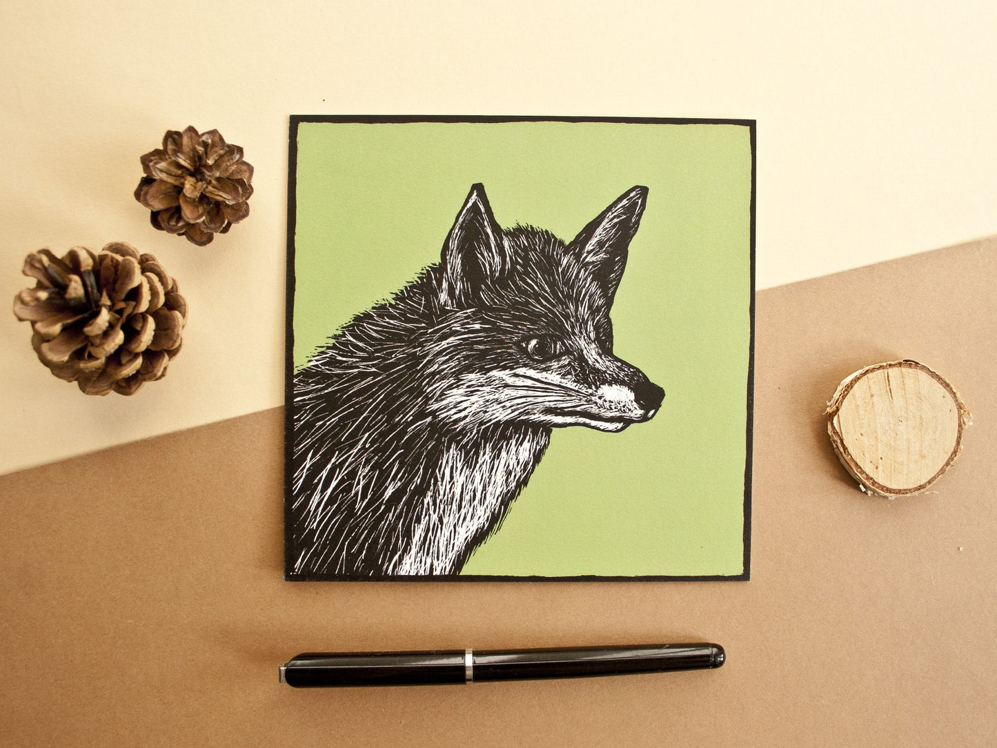 Quadratische Postkarte Fuchs