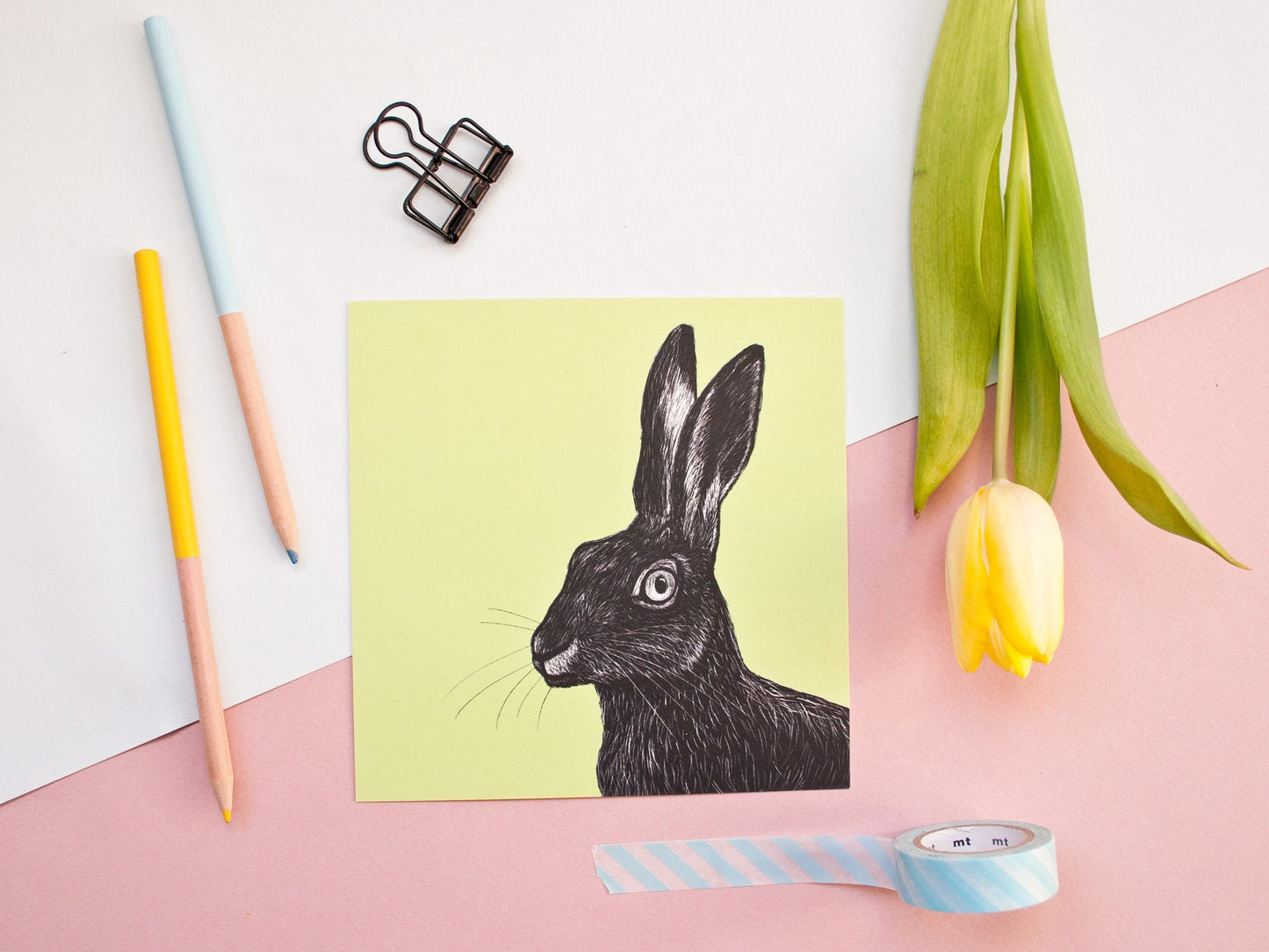 Quadratische Postkarte Hase