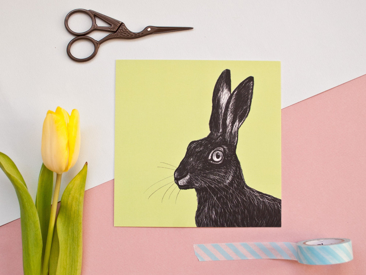 Quadratische Postkarte Hase