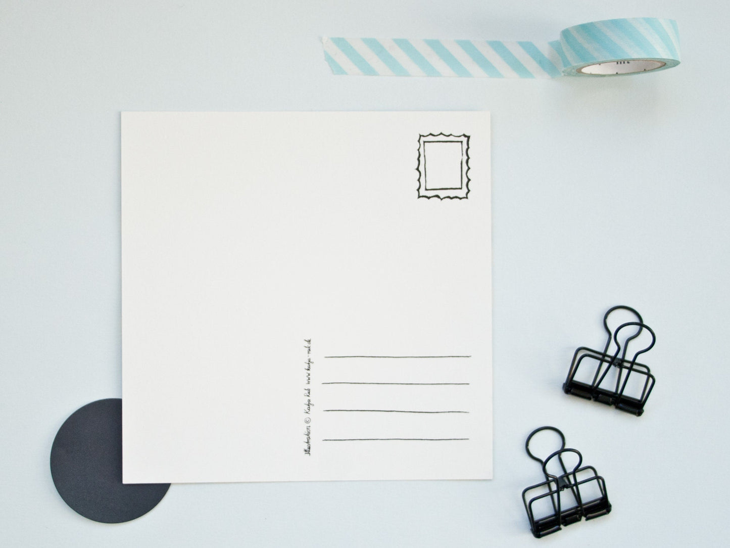 Quadratische Postkarte Kleiber Rückseite