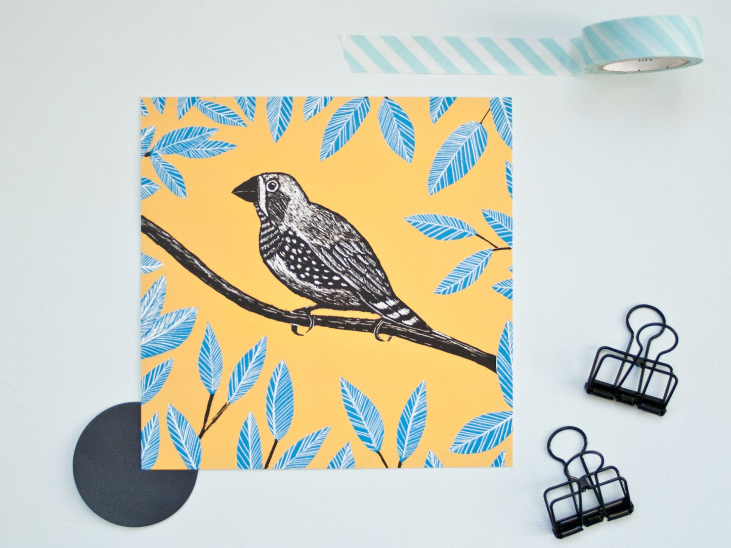 Quadratische Postkarte Zebrafink