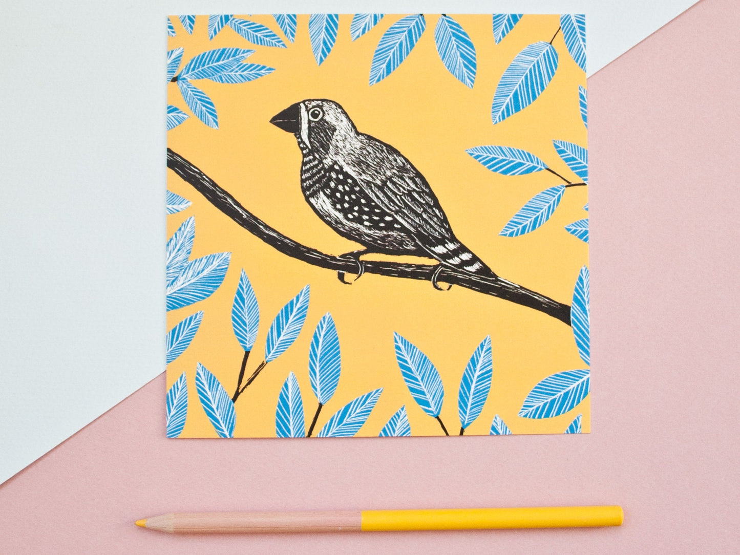 Quadratische Postkarte Zebrafink