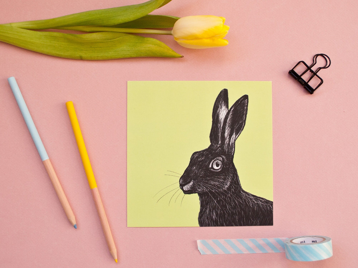Quadratische Postkarte Hase