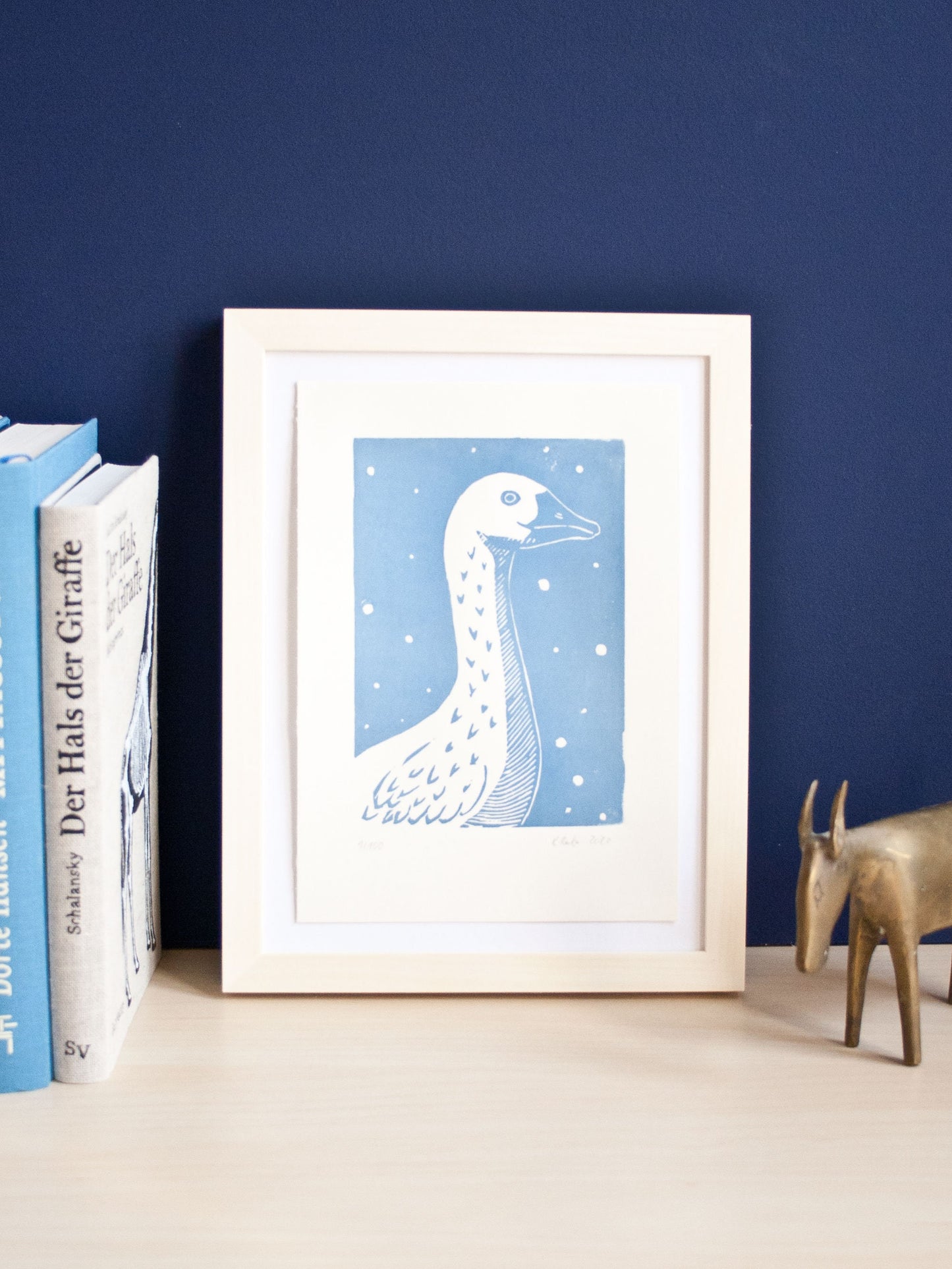 Gans Linoldruck, original Druckgrafik für Tierliebhaber