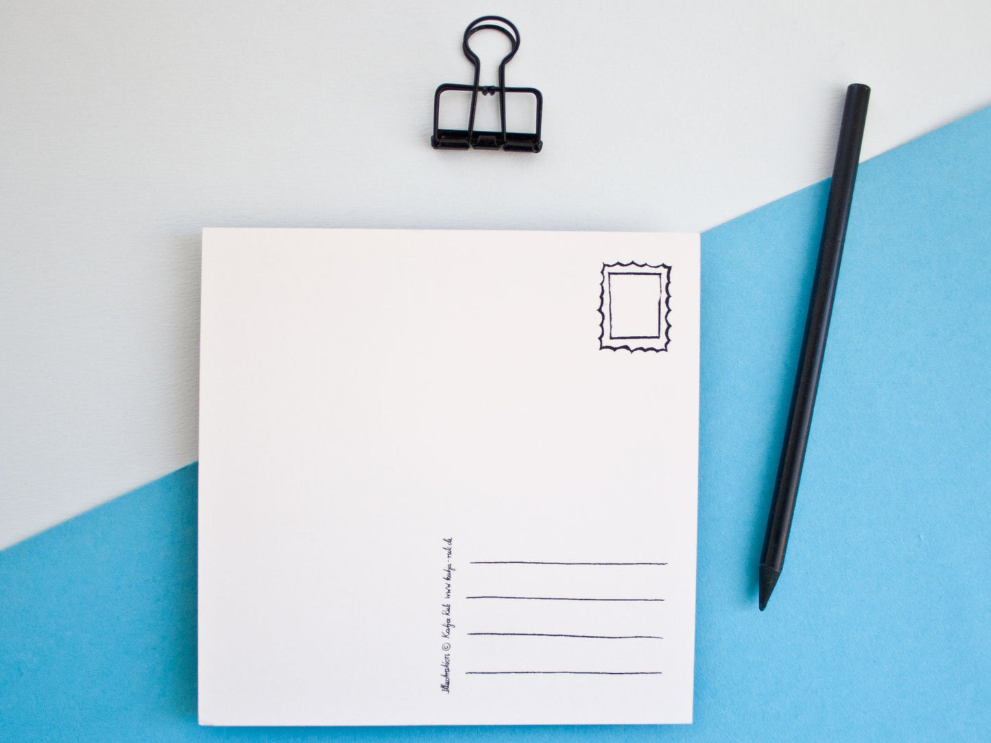 Quadratische Postkarte Reiher Rückseite