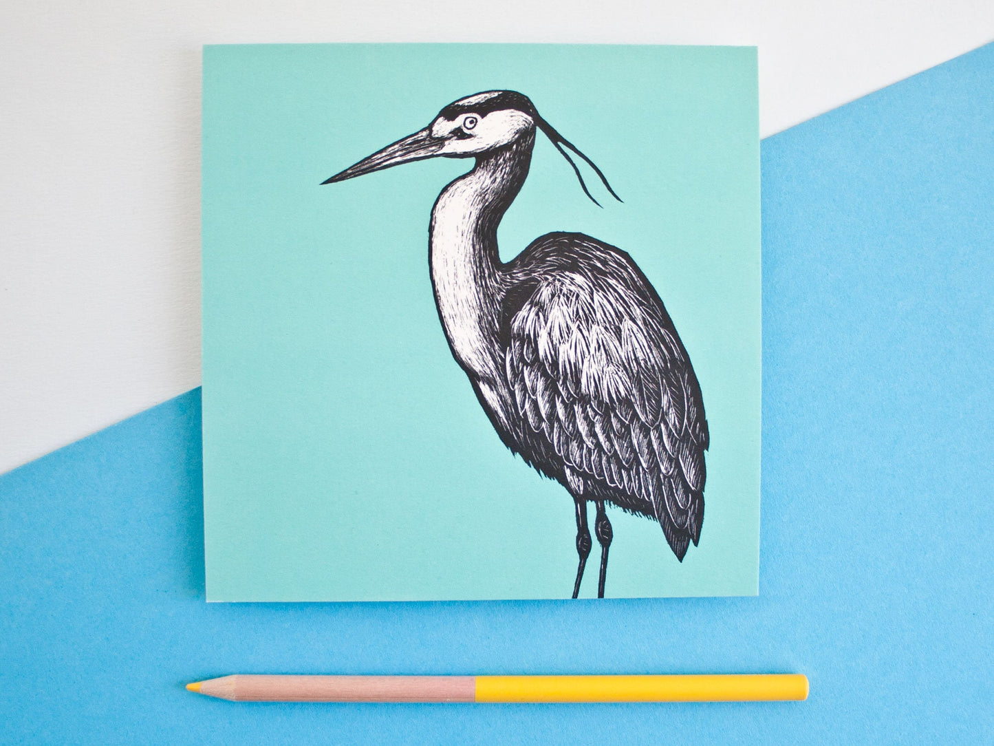 Quadratische Postkarte Reiher
