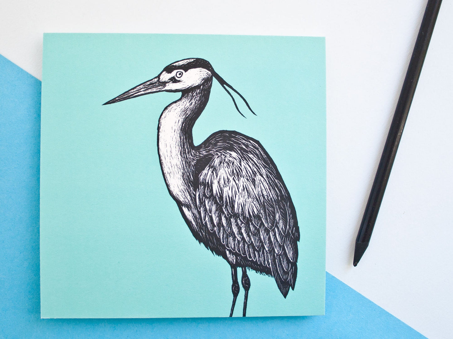 Quadratische Postkarte Reiher