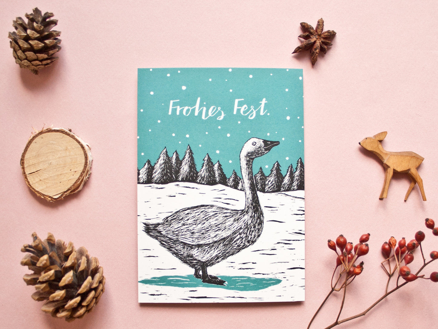 Weihnachtskarte A6 Gans