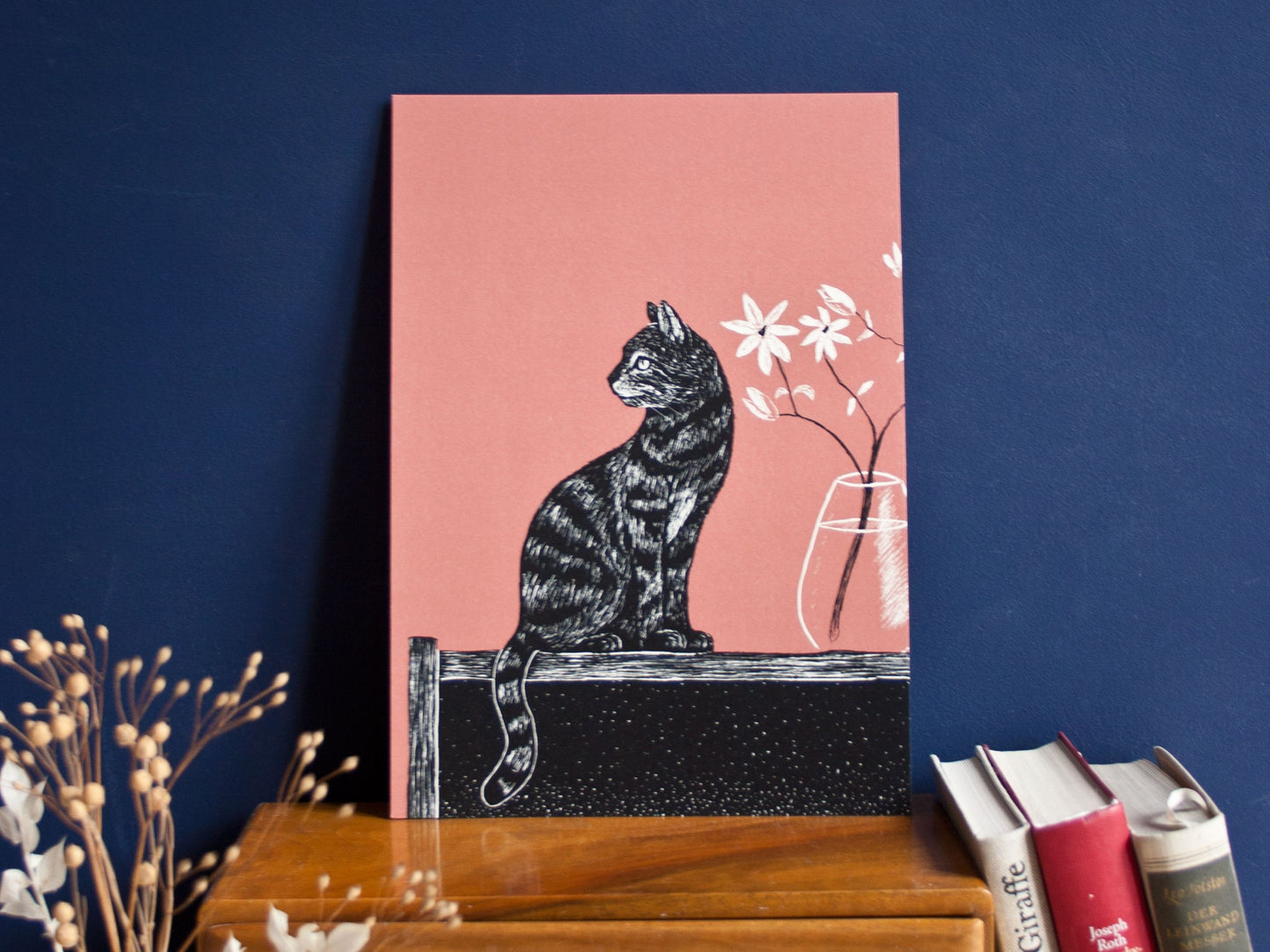 Poster A4 Katze mit Vase