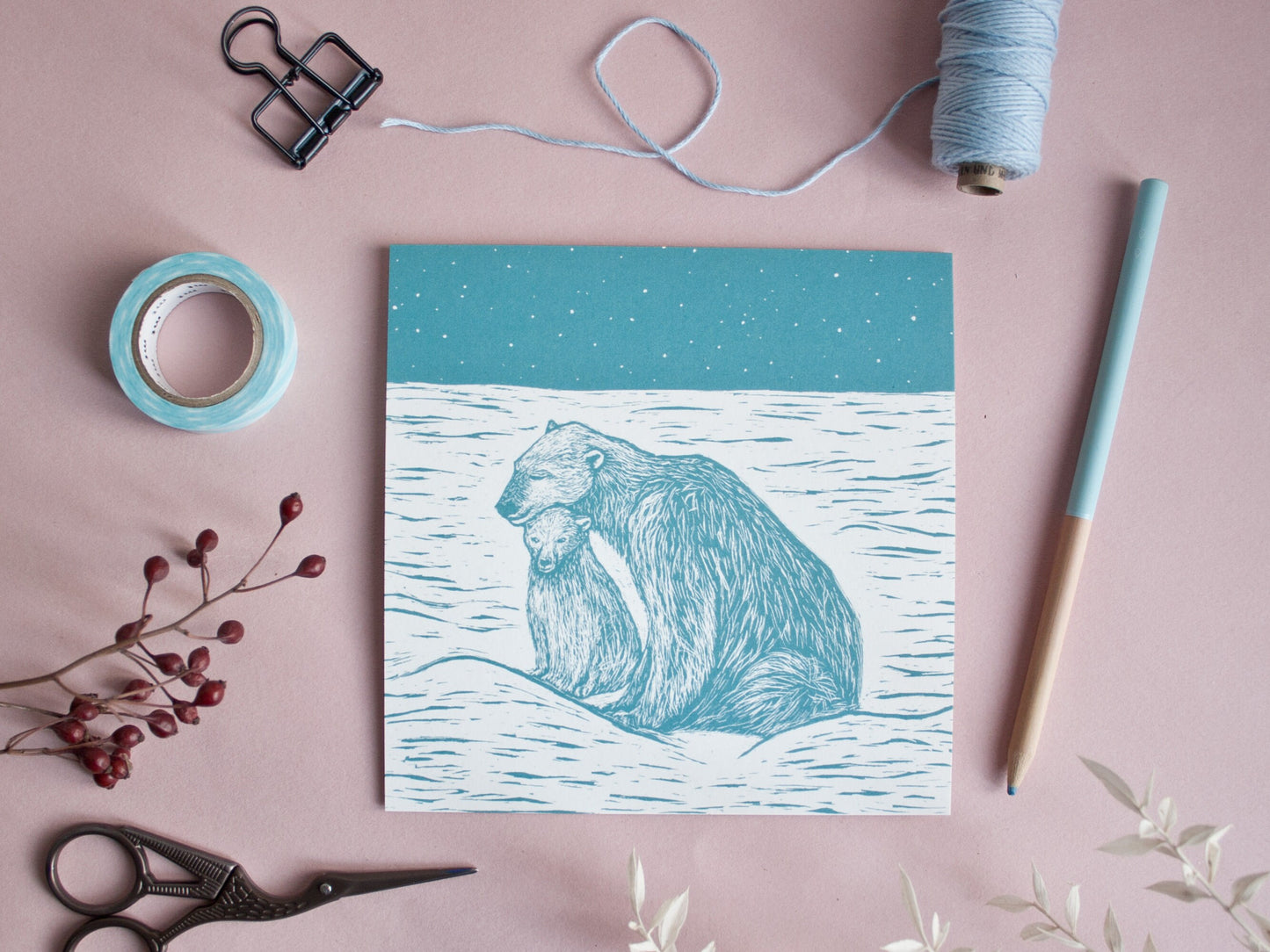 Quadratische Postkarte Eisbären