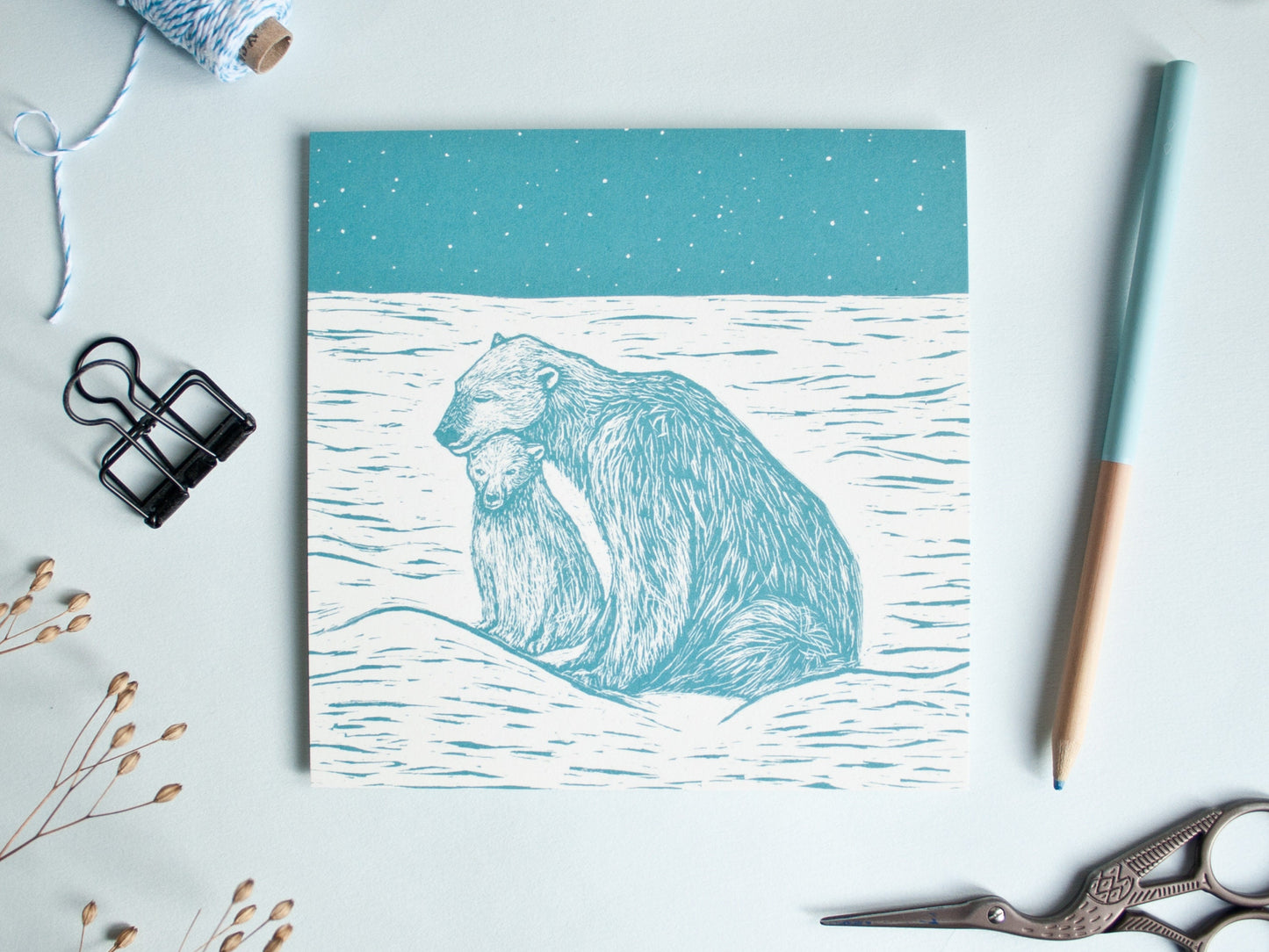 Quadratische Postkarte Eisbären