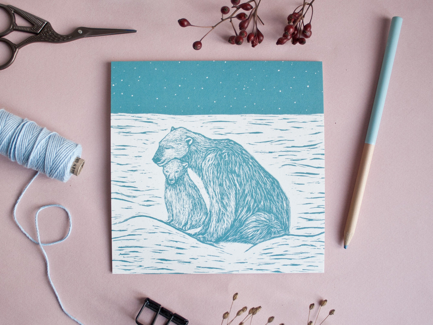 Quadratische Postkarte Eisbären