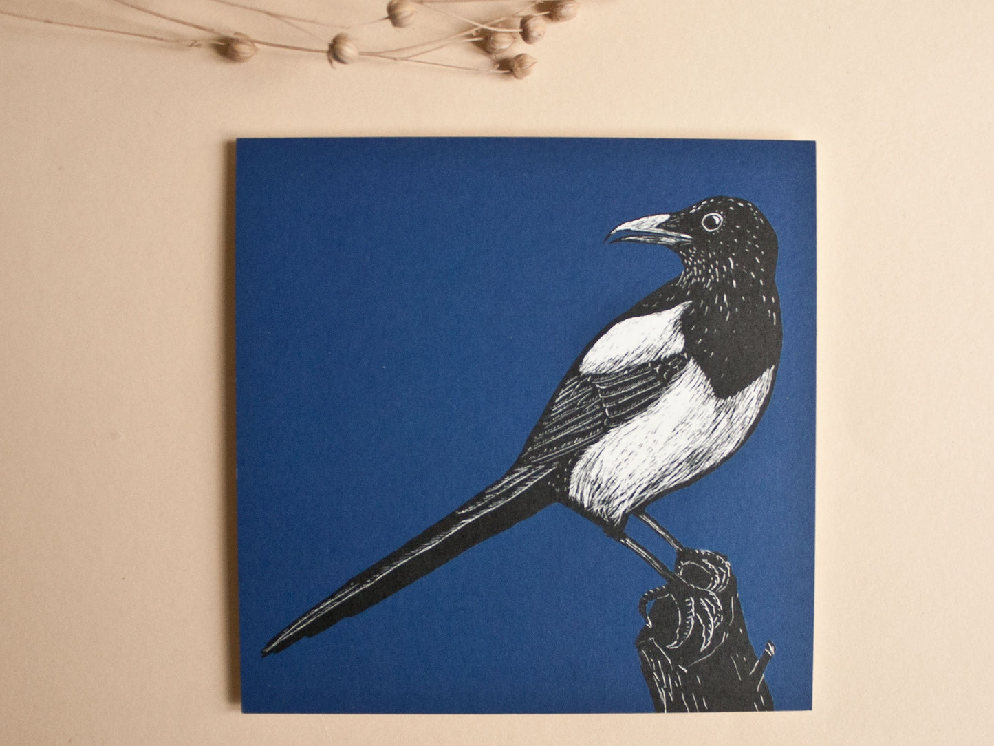 Quadratische Postkarte Elster