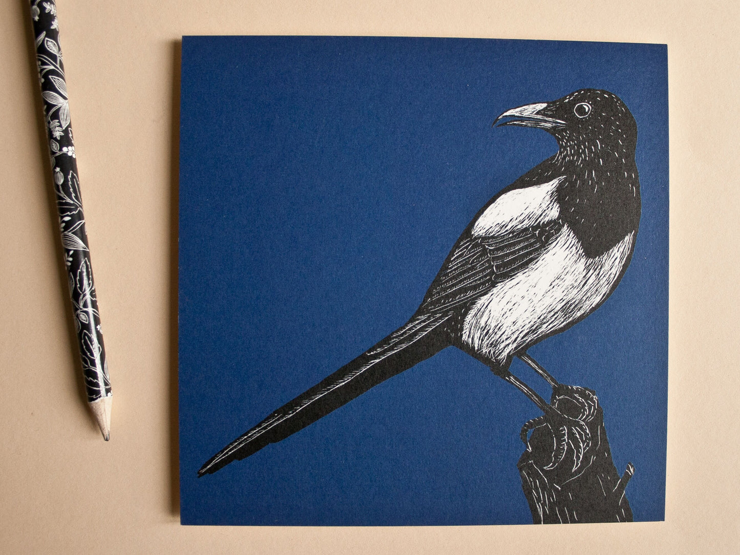 Quadratische Postkarte Elster