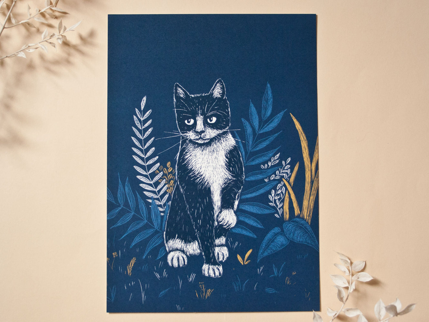 Poster A4 Katze & Pflanzen