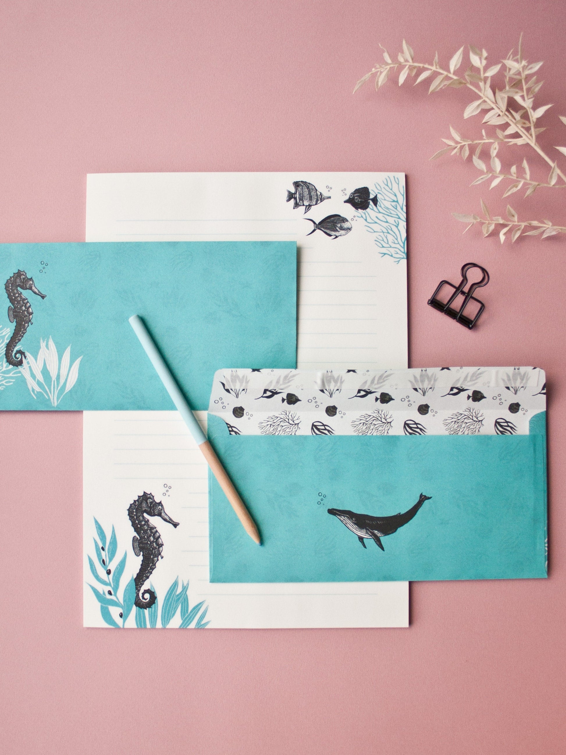 Briefpapier Set Seepferdchen