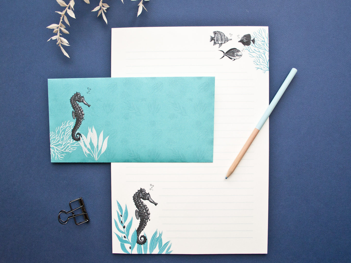 Briefpapier Set Seepferdchen