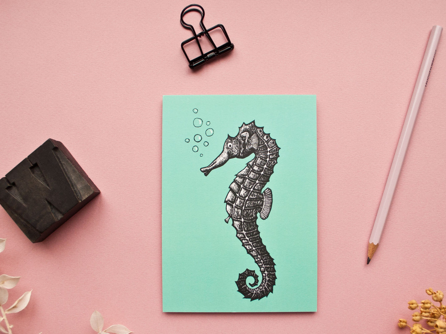 Postkarte A6 Seepferdchen
