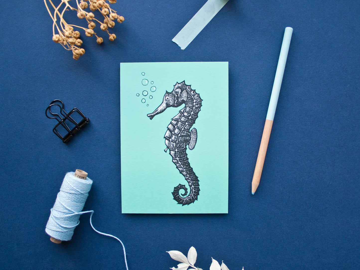 Postkarte A6 Seepferdchen