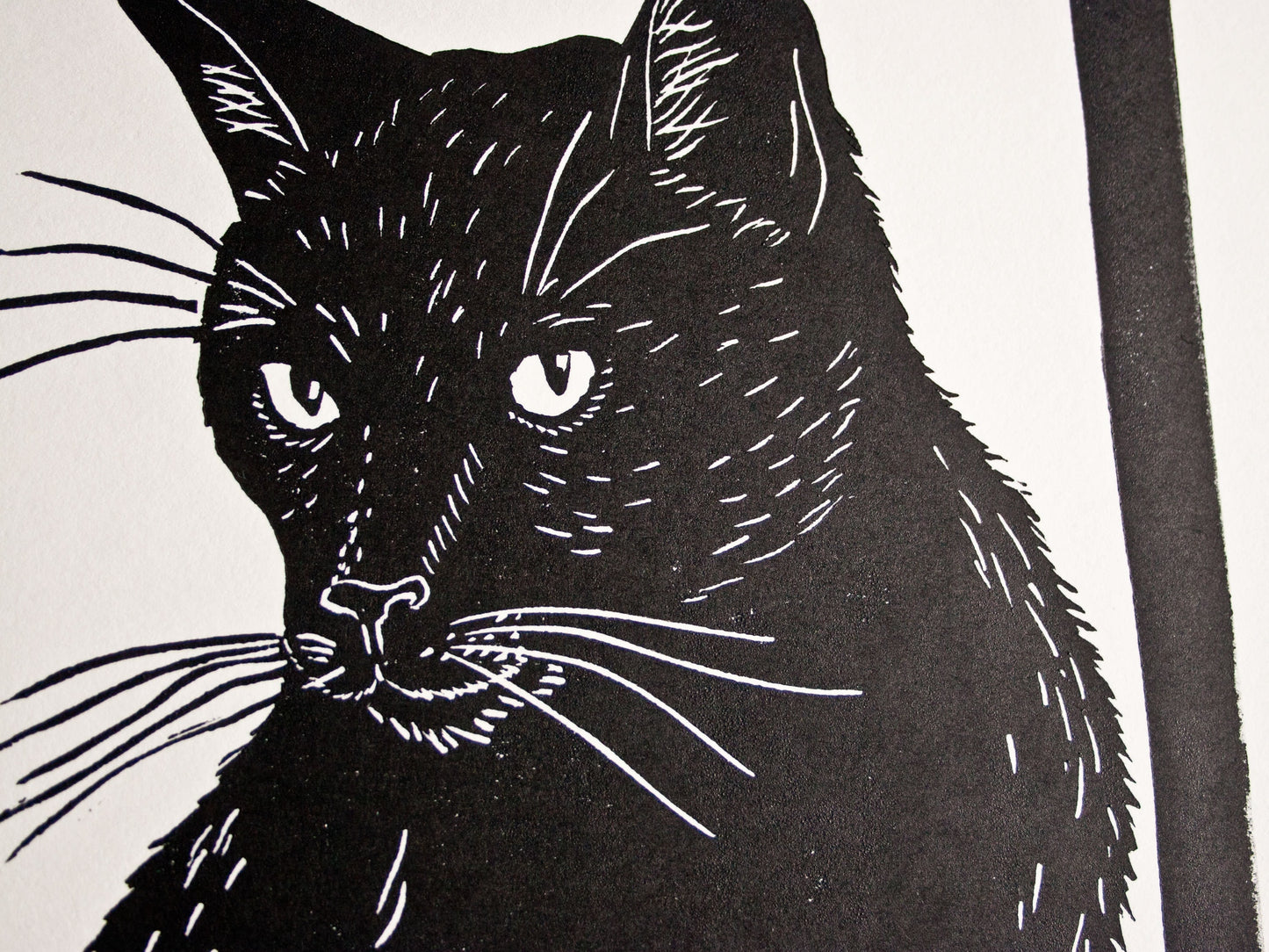 Linoldruck schwarze Katze