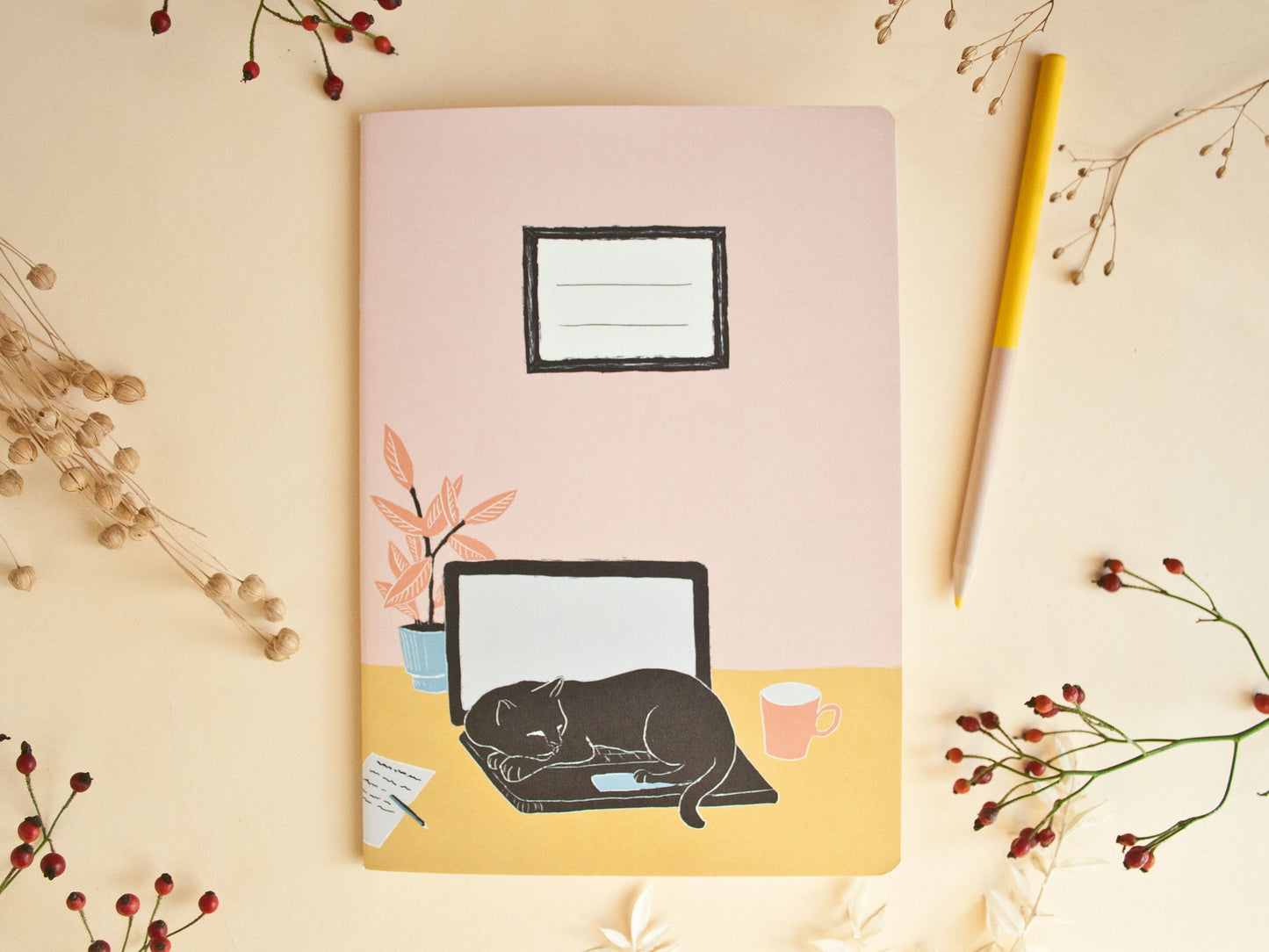 Notizheft Katze & Laptop, DIN A5