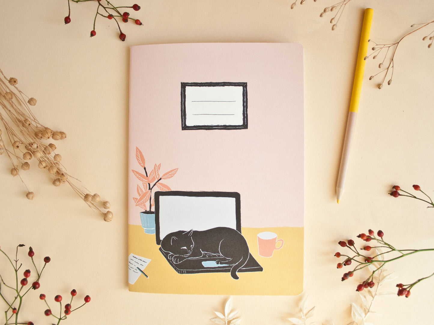 Notizheft Katze & Laptop, DIN A5