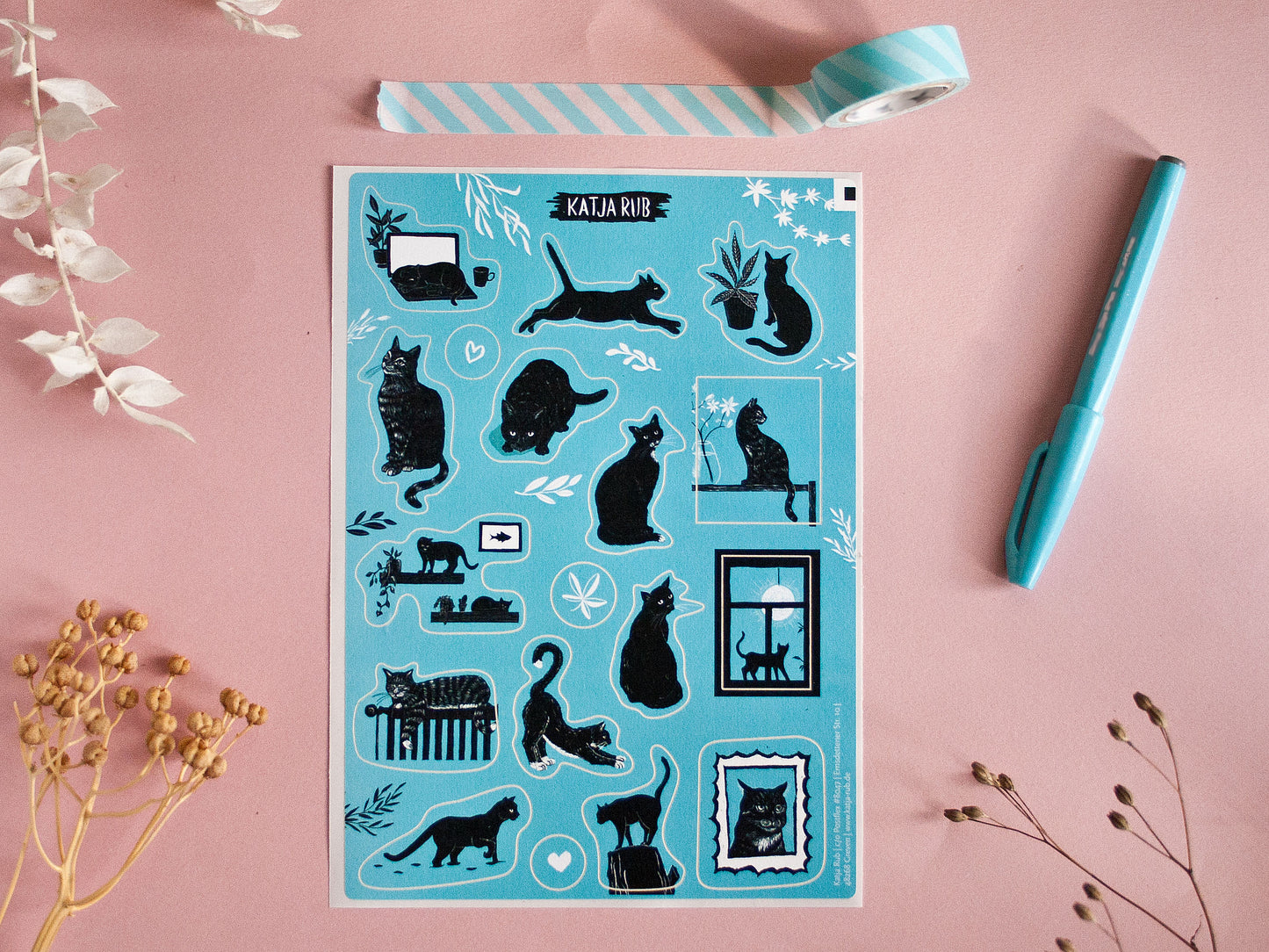 Aufkleberbogen Katzen im A5 Format