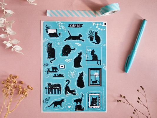 Aufkleberbogen Katzen im A5 Format
