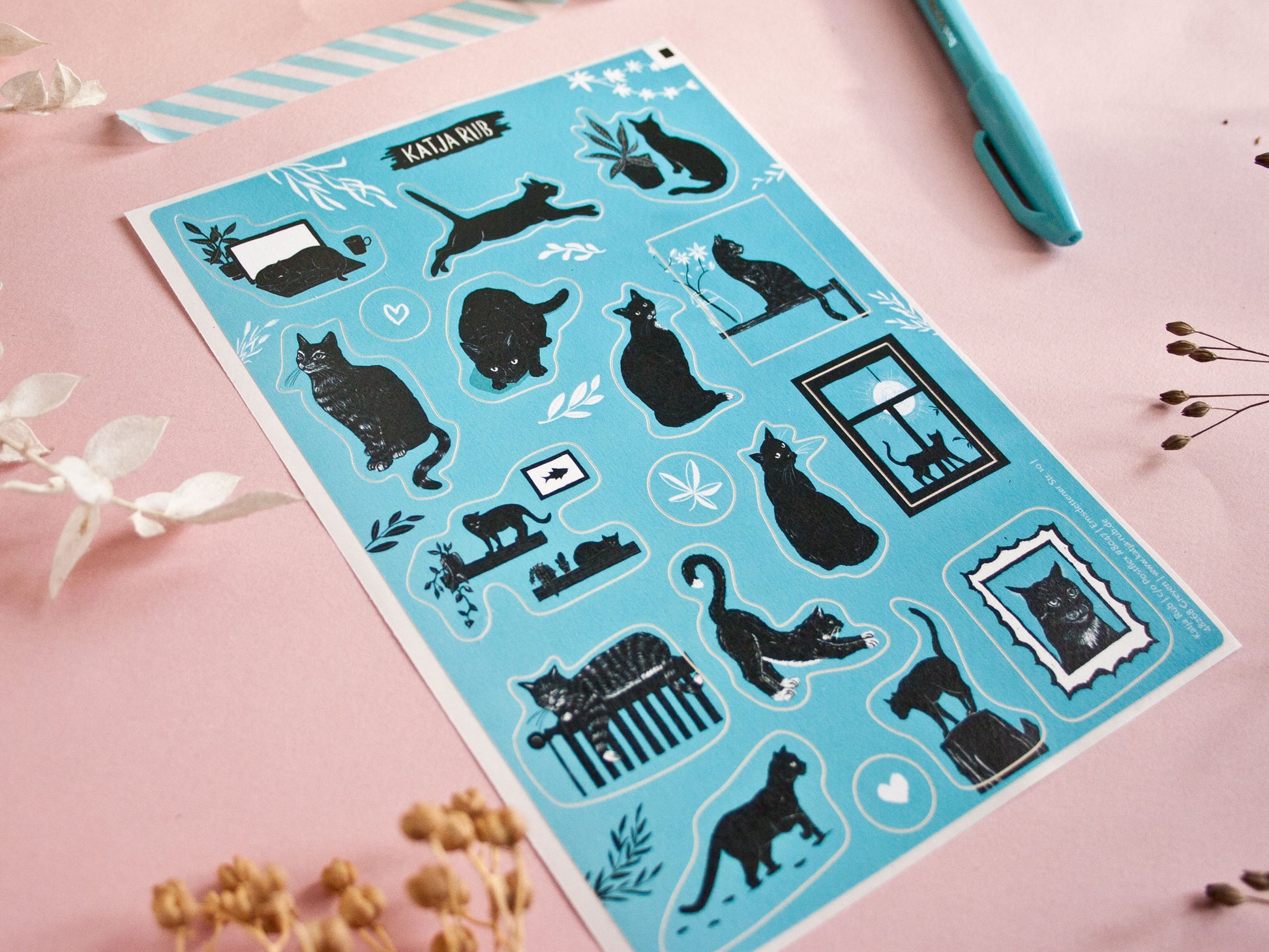 Aufkleberbogen Katzen im A5 Format