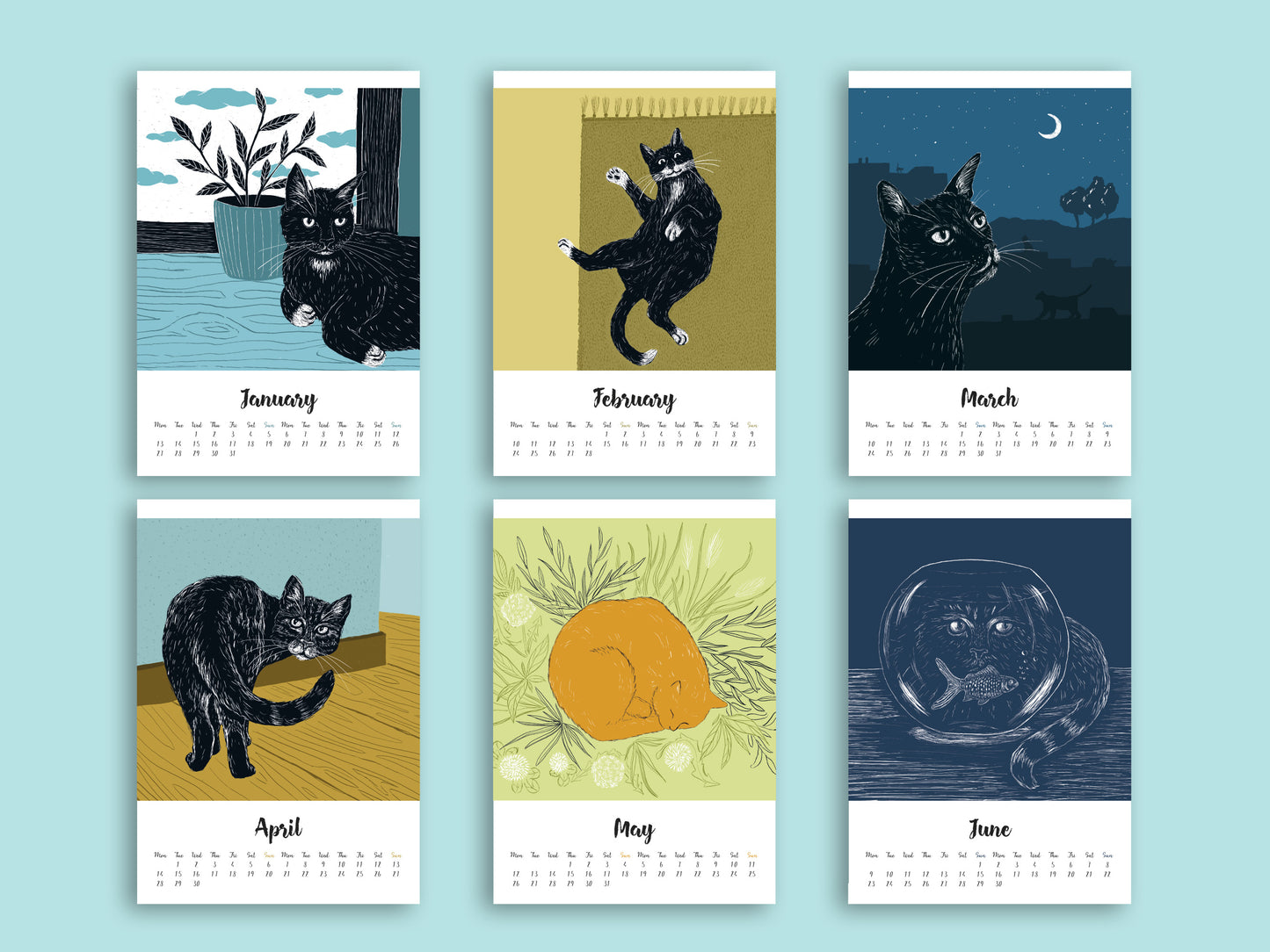 Katzen Kalender 2025 englisch